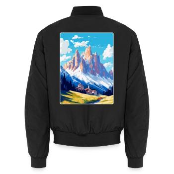 Cortina D Ampezzo Italien Vintage Reiseposter WPA - Unisex Bomberjacke - Schwarz - Hinten - AI Model Male 185 light (185cm)