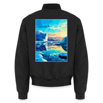 Jökulsárlón Island Vintage Reiseplakat Souvenir - Unisex Bomberjacke - Schwarz - Hinten - AI Model Male 185 light (185cm)