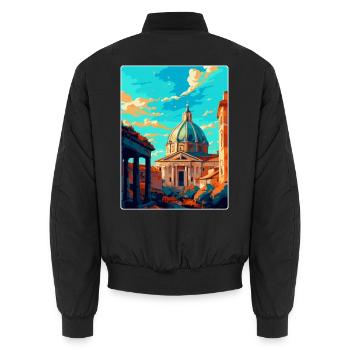 Rome Italy Vintage Travel Poster Souvenir Postcard - Unisex Bomber Jacket - black - Back - AI Model Male 185 light (185cm)
