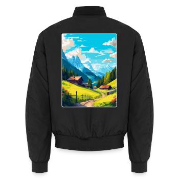 Appenzell Schweiz Vintage Reiseplakat WPA - Unisex Bomberjacke - Schwarz - Hinten - AI Model Male 185 light (185cm)