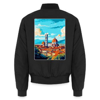 Florence Italy Vintage Travel Poster Souvenir WPA - Unisex Bomber Jacket - black - Back - AI Model Male 185 light (185cm)