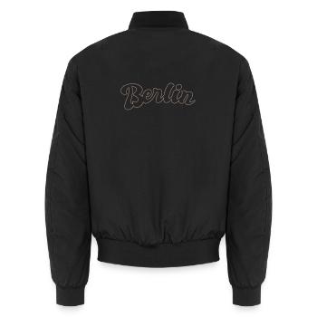 Berlin German Capital lettering - Unisex Bomber Jacket - black - Back - AI Model Male 185 light (185cm)