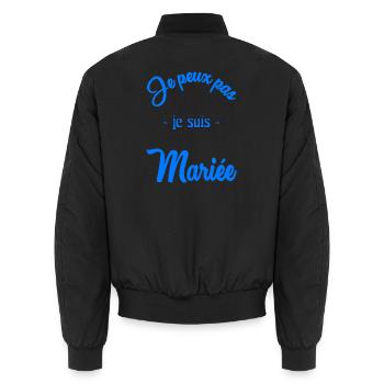 HOCHZEIT. HERZ. PAAR. ICH HABE GERADE GEHEIRATET. Junggesellinnenabschied - Unisex Bomberjacke - Schwarz - Hinten - AI Model Male 185 light (185cm)
