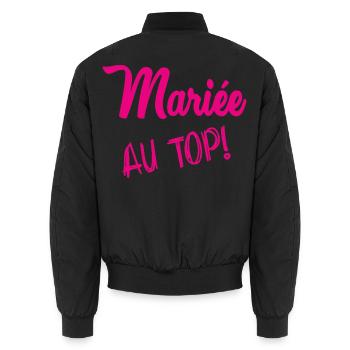 HOCHZEIT. ZUKÜNFTIGE BRAUT. Junggesellinnenabschied. TEAM BRIDAL - Unisex Bomberjacke - Schwarz - Hinten - AI Model Male 185 light (185cm)