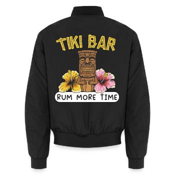 Tiki Bar Rum Mehr Zeit Luau Party Tiki Bar - Unisex Bomberjacke - Schwarz - Hinten - AI Model Male 185 light (185cm)