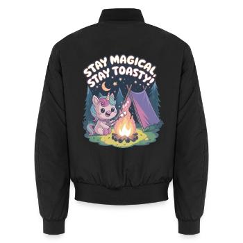 Bleiben Sie magisch, bleiben Sie warm! - Unisex Bomberjacke - Schwarz - Hinten - AI Model Male 185 light (185cm)