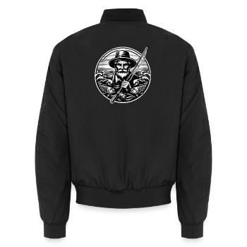 Angler Logo - Unisex Bomber Jacket - black - Back - AI Model Male 185 light (185cm)
