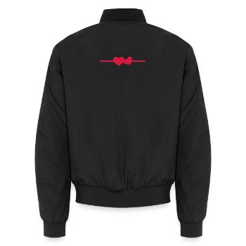 Linie Herz Ornament Symbol - Unisex Bomberjacke - Schwarz - Hinten - AI Model Male 185 light (185cm)