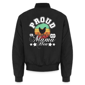 Proud Mommy Hen Retro Sun Circle - Unisex Bomber Jacket - black - Back - AI Model Male 185 light (185cm)