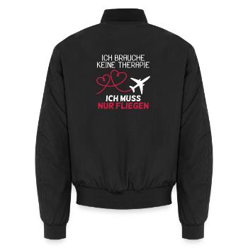 Pilot Therapie Spruch Flugzeug Geschenk - Unisex Bomberjacke - Schwarz - Hinten - AI Model Male 185 light (185cm)