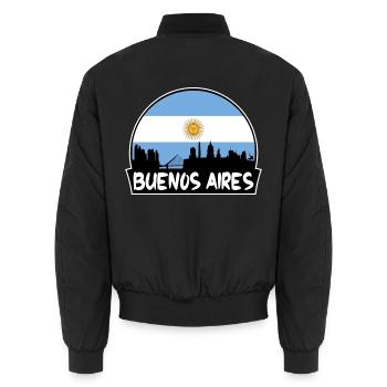 Buenos Aires Argentinien-Flagge Skyline Silhouette Tra - Unisex Bomberjacke - Schwarz - Hinten - AI Model Male 185 light (185cm)
