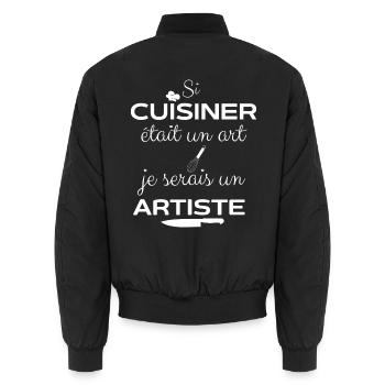 Tablier de cuisine humour si cuisiner était un.. - Bomber unisexe - noir - Dos - AI Model Male 185 light (185cm)