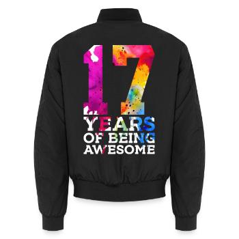 17 YEARS OF BEING AWESOME 17TH BIRTHDAY - Unisex Bomber Jacket - black - Back - AI Model Male 185 light (185cm)