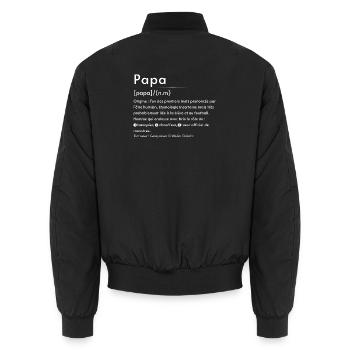Papa: Origine et rôle héroïque - Bomber unisexe - noir - Dos - AI Model Male 185 light (185cm)