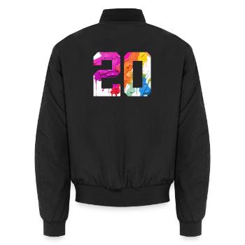 COLORED NUMBER 20 COLORFUL 20TH BIRTHDAY - Unisex Bomber Jacket - black - Back - AI Model Male 185 light (185cm)