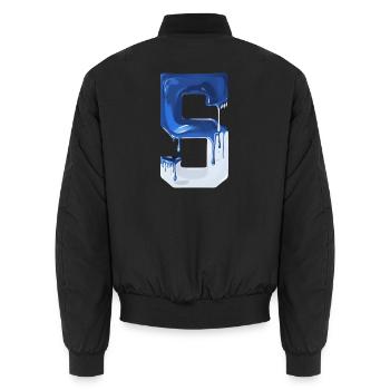 NO. 5 NUMBER 5 BLUE WHITE 5TH BIRTHDAY - Unisex Bomber Jacket - black - Back - AI Model Male 185 light (185cm)