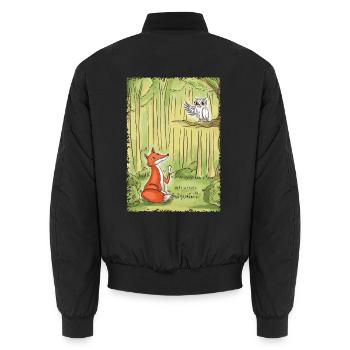 Waldgespräch: Fuchs und Eule - Unisex Bomberjacke - Schwarz - Hinten - AI Model Male 185 light (185cm)