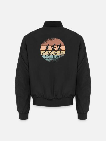 Retro Sunset Runner Trio - Unisex Bomber Jacket - black