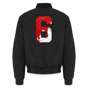 NO. 6 NUMBER 6 RED WHITE 6TH BIRTHDAY - Unisex Bomber Jacket - black - Back - AI Model Male 185 light (185cm)