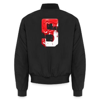 NO. 5 NUMBER 5 RED WHITE 5TH BIRTHDAY - Unisex Bomber Jacket - black - Back - AI Model Male 185 light (185cm)