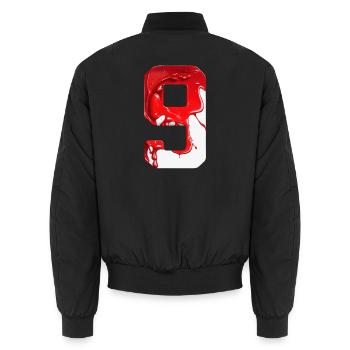 NO. 9 NUMBER 9 RED WHITE 9TH BIRTHDAY - Unisex Bomber Jacket - black - Back - AI Model Male 185 light (185cm)