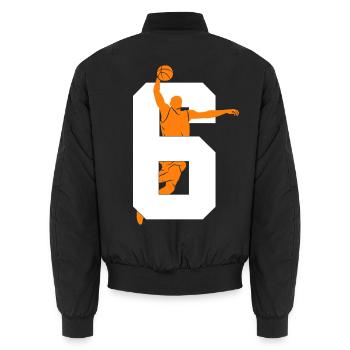 NUMBER 6 BASKETBALL 6TH BIRTHDAY - Unisex Bomber Jacket - black - Back - AI Model Male 185 light (185cm)