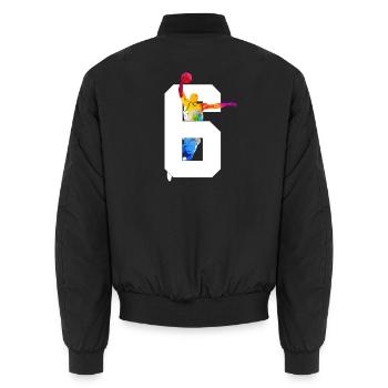NUMBER 6 BASKETBALL 6TH BIRTHDAY - Unisex Bomber Jacket - black - Back - AI Model Male 185 light (185cm)
