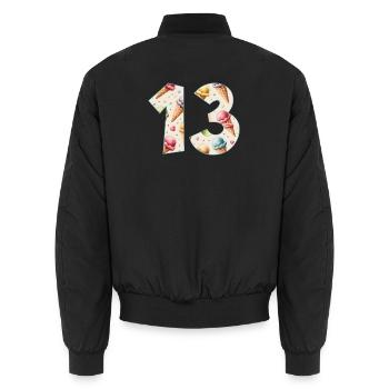 CREAM NUMBER 13 YEARS CREAM 13TH BIRTHDAY - Unisex Bomber Jacket - black - Back - AI Model Male 185 light (185cm)
