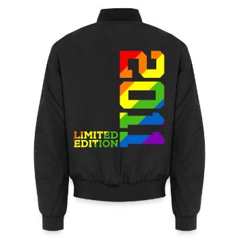 LGBTQ 2011 RAINBOW QUEER 14TH BIRTHDAY PRIDE - Unisex Bomber Jacket - black - Back - AI Model Male 185 light (185cm)