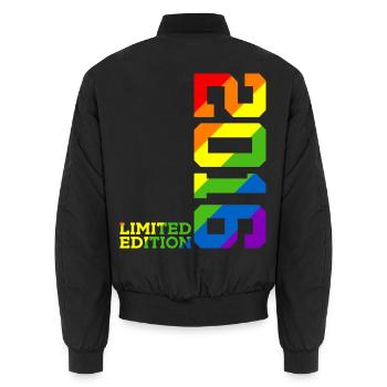 LGBTQ 2016 RAINBOW QUEER 9TH BIRTHDAY PRIDE - Unisex Bomber Jacket - black - Back - AI Model Male 185 light (185cm)