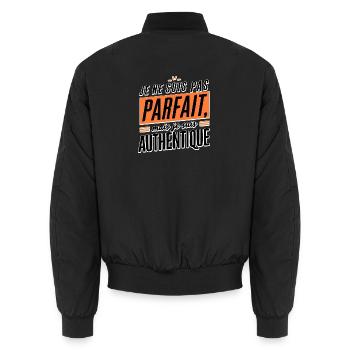 Je ne suis pas parfait mais authentique - Bomber unisexe - noir - Dos - AI Model Male 185 light (185cm)