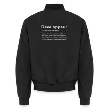 Codeur Polyglotte et Humour Technique - Bomber unisexe - noir - Dos - AI Model Male 185 light (185cm)