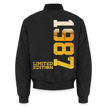 LIMITED EDITION 1987 BEER 39TH BIRTHDAY - Unisex Bomber Jacket - black - Back - AI Model Male 185 light (185cm)