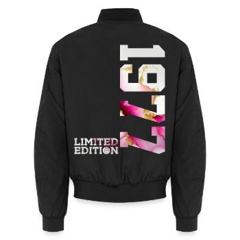 49TH BIRTHDAY 49 YEARS LIMITED EDITION 1977 - Unisex Bomber Jacket - black - Back - AI Model Male 185 light (185cm)