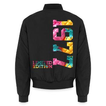 49TH BIRTHDAY LIMITED EDITION 1977 - Unisex Bomber Jacket - black - Back - AI Model Male 185 light (185cm)