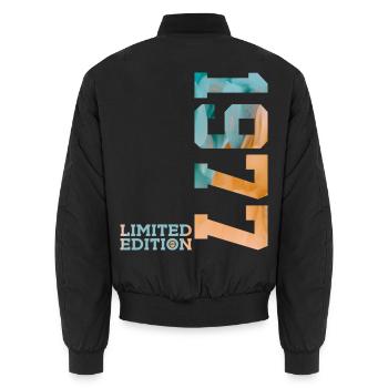 49TH BIRTHDAY LIMITED EDITION 1977 - Unisex Bomber Jacket - black - Back - AI Model Male 185 light (185cm)