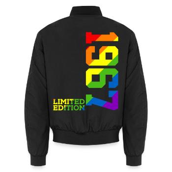 LGBTQ 1967 RAINBOW QUEER 59TH BIRTHDAY PRIDE - Unisex Bomber Jacket - black - Back - AI Model Male 185 light (185cm)