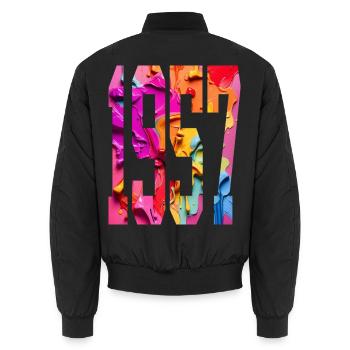 BUNT 69TH BIRTHDAY 1957 - Unisex Bomber Jacket - black - Back - AI Model Male 185 light (185cm)