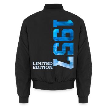 69TH BIRTHDAY LIMITED EDITION 1957 - Unisex Bomber Jacket - black - Back - AI Model Male 185 light (185cm)