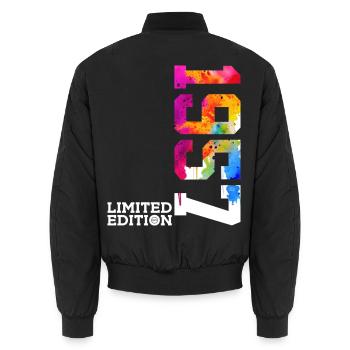 69TH BIRTHDAY LIMITED EDITION 1957 - Unisex Bomber Jacket - black - Back - AI Model Male 185 light (185cm)