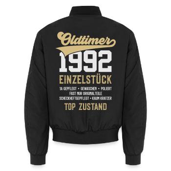 34. GEBURTSTAG OLDTIMER 1992 - Unisex Bomberjacke - Schwarz - Hinten - AI Model Male 185 light (185cm)
