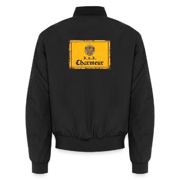 Vintage Österreich k.u.k. Charmeur - Unisex Bomberjacke - Schwarz - Hinten - AI Model Male 185 light (185cm)
