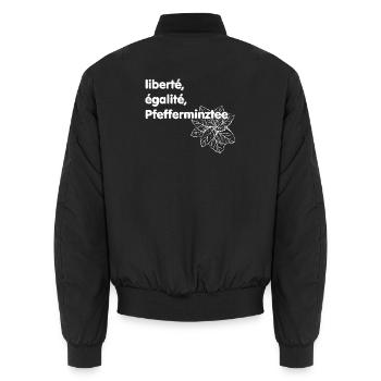 Liberté Egalité Pfefferminztee - Unisex Bomberjacke - Schwarz - Hinten - AI Model Male 185 light (185cm)