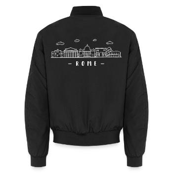 Rome Italy Capital Skyline Colosseum Pantheon - Unisex Bomber Jacket - black - Back - AI Model Male 185 light (185cm)