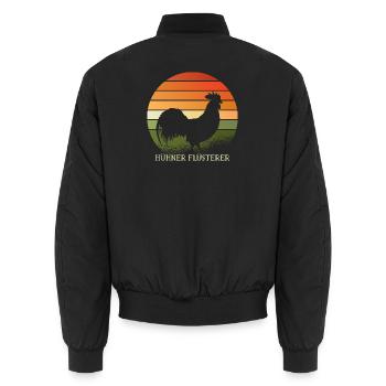 Rooster of the Chicken Whisperers - Unisex Bomber Jacket - black - Back - AI Model Male 185 light (185cm)
