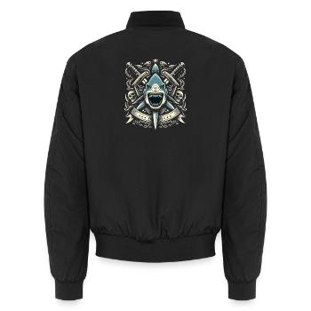 Evil Shark Logo - Unisex Bomber Jacket - black - Back - AI Model Male 185 light (185cm)