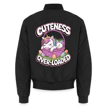Cuteness Over-Loaded - Unisex Bomber Jacket - black - Back - AI Model Male 185 light (185cm)