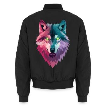 Spirit Wolf - Unisex Bomber Jacket - black - Back - AI Model Male 185 light (185cm)
