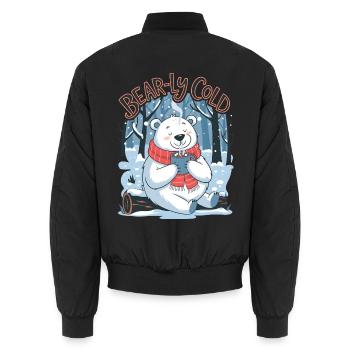 Bear-ly Cold - Unisex Bomber Jacket - black - Back - AI Model Male 185 light (185cm)