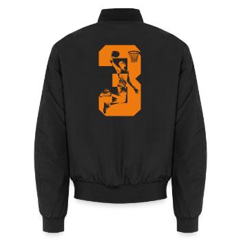 NUMMER 3 BASKETBALL 3. GEBURTSTAG - Unisex Bomberjacke - Schwarz - Hinten - AI Model Male 185 light (185cm)